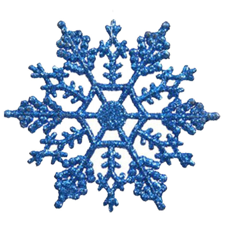 Dark blue snowflake ornament with a fine cut arm pattern