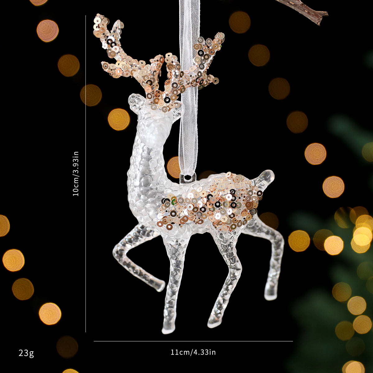 Icicle acrylic Christmas pendant in the shorter 5.9 inch length
