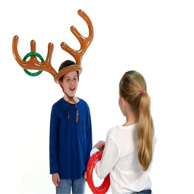 Green and red inflatable throwing rings, 7.9 inches across