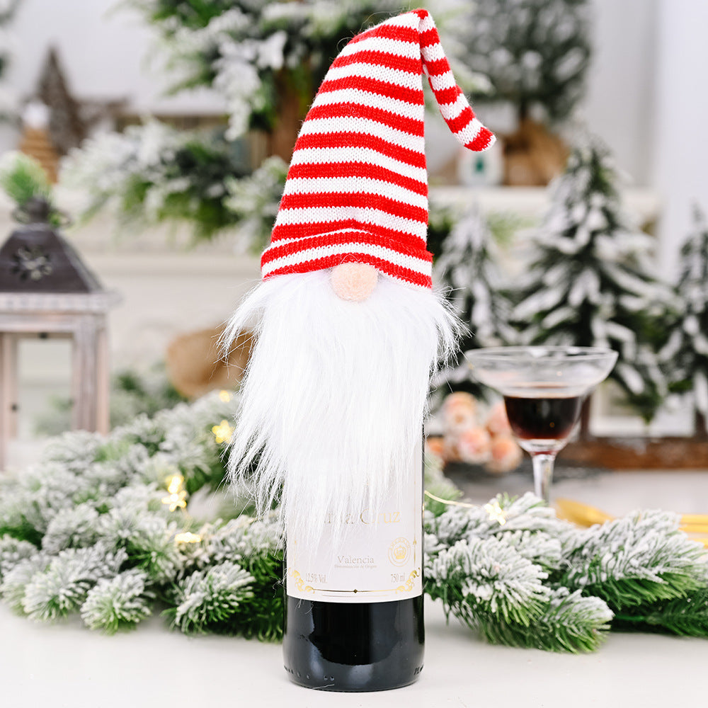 Sewn Christmas wine bottle cover measuring 5.5 by 12.2 inches