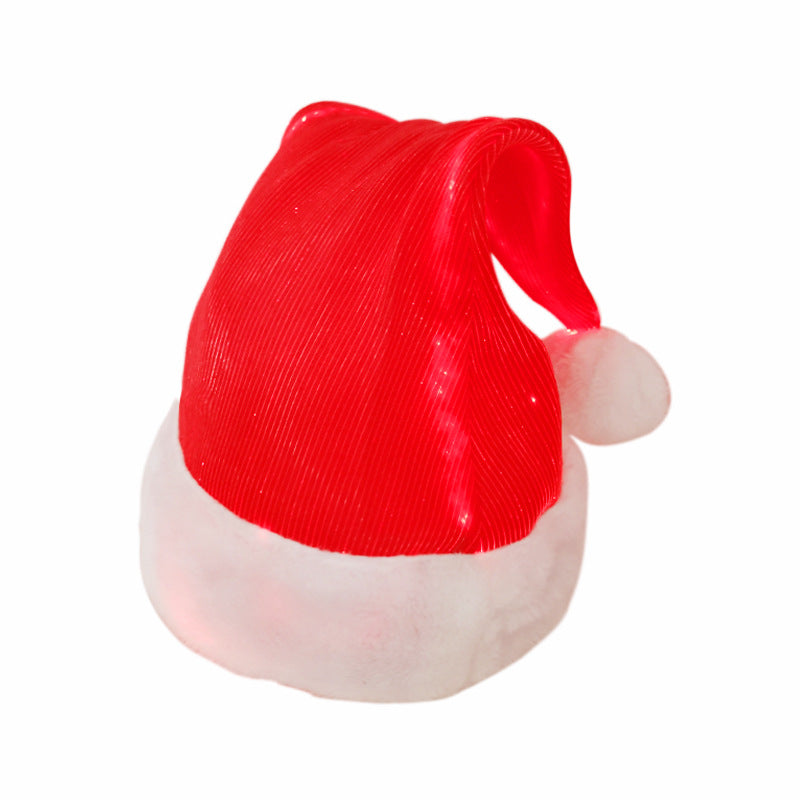 Red Christmas hat made from optical fiber cloth with trim