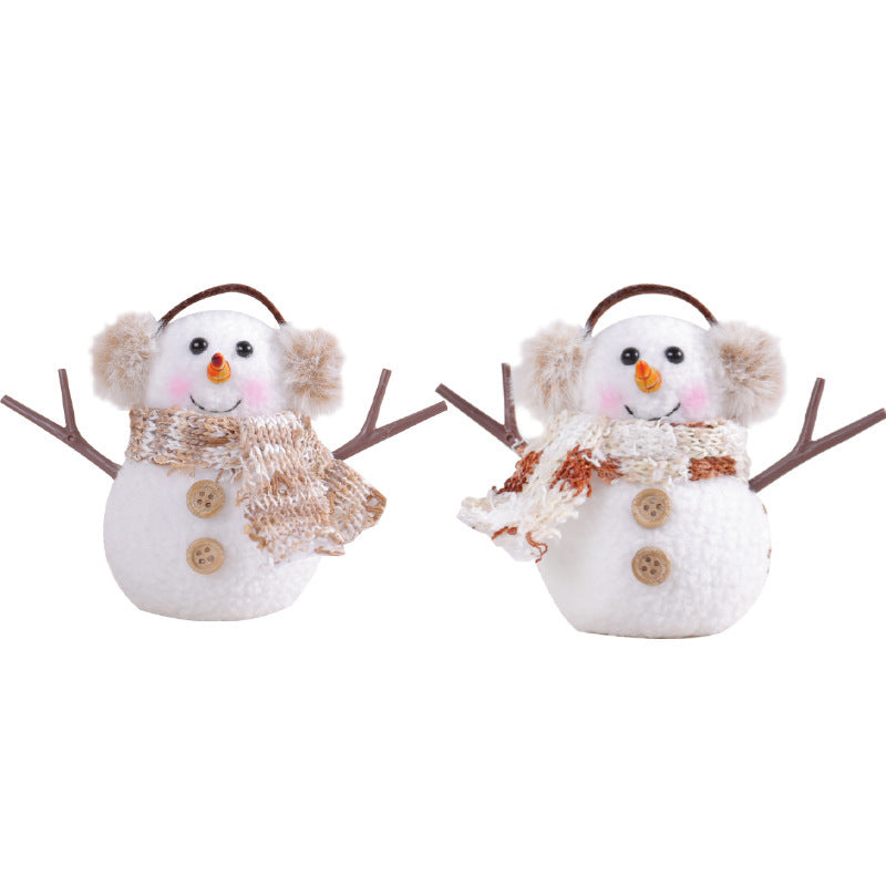 Snowman Christmas decoration wearing the plaid scarf option from the range