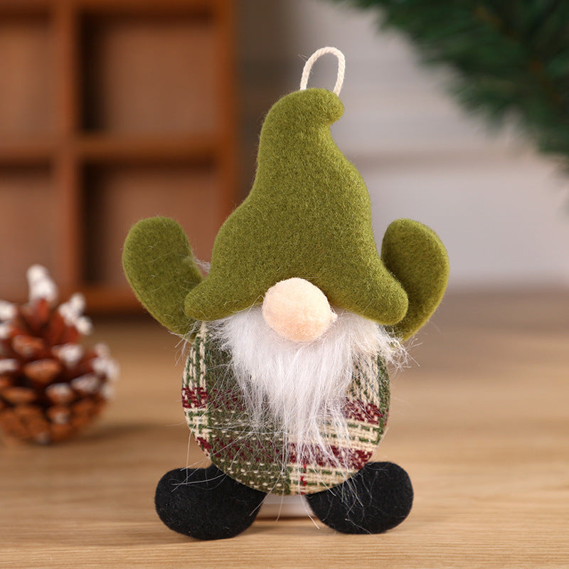 Red hat faceless Santa gnome ornament with a long white beard