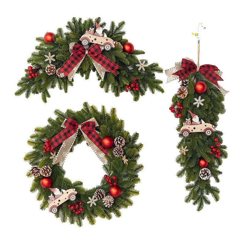 Christmas half ring wreath molded in plastic across this range