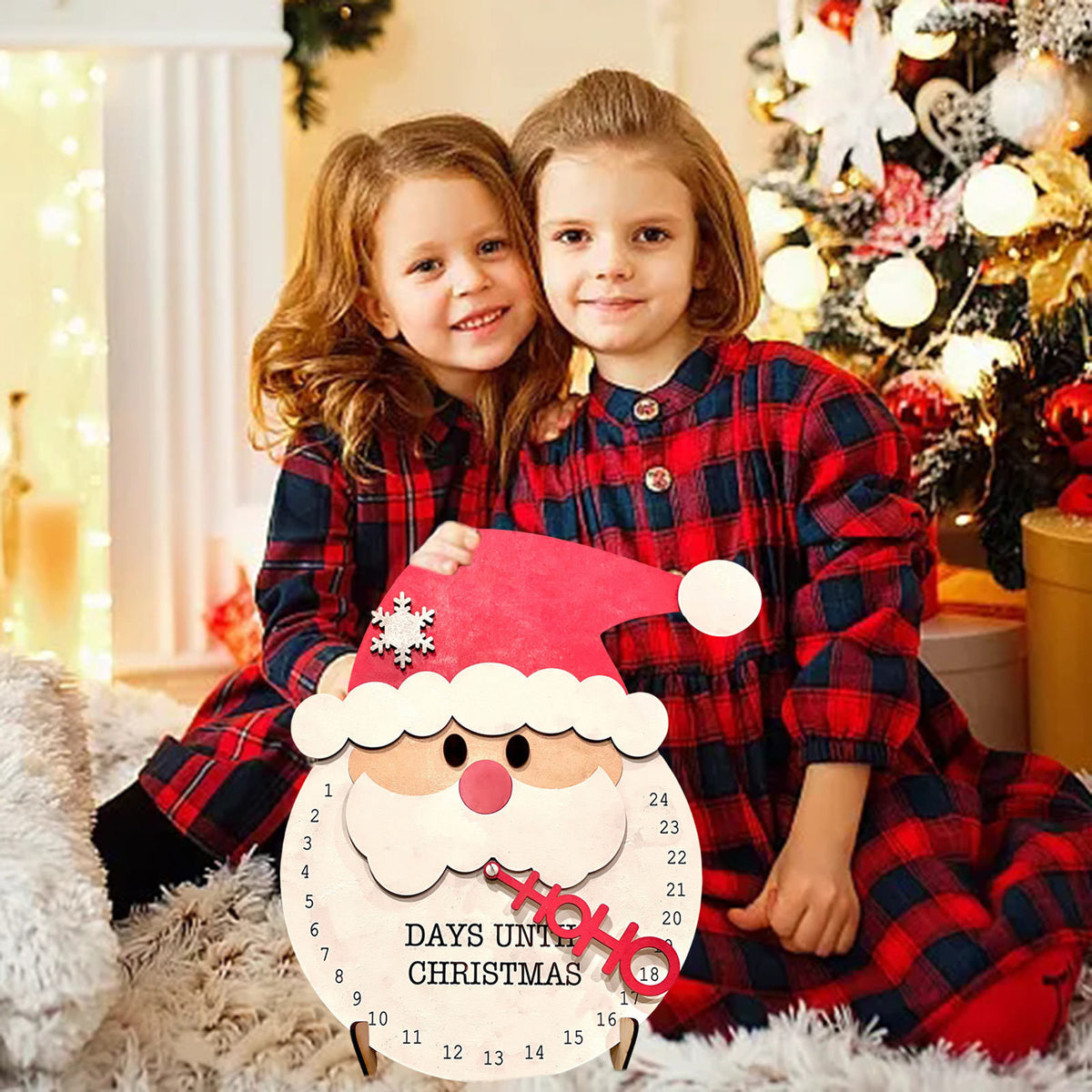 Wooden Christmas countdown ornament that stands on its own, 11.8 inches tall