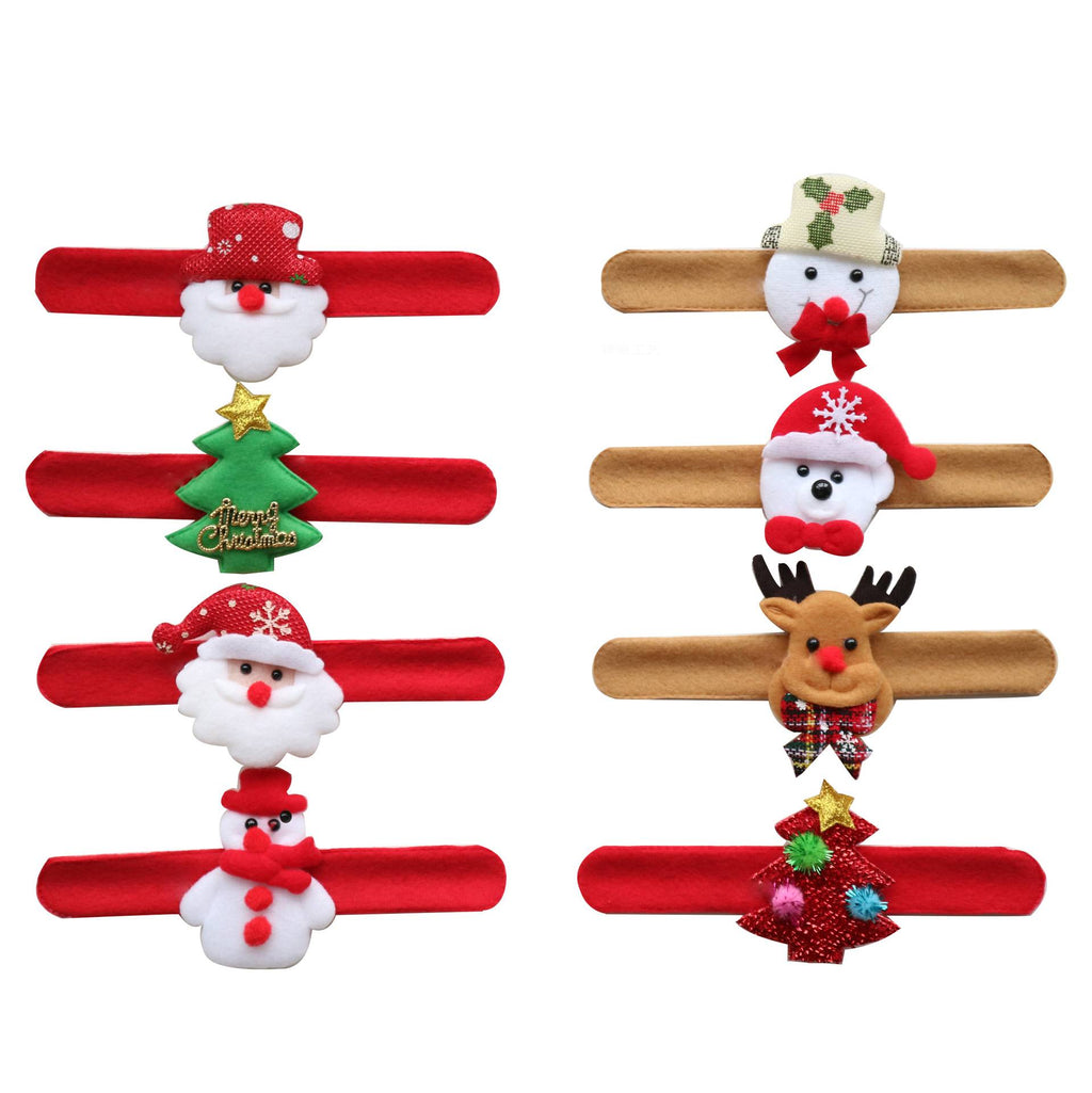 Eight assorted color Christmas party bracelets supplied in one pack