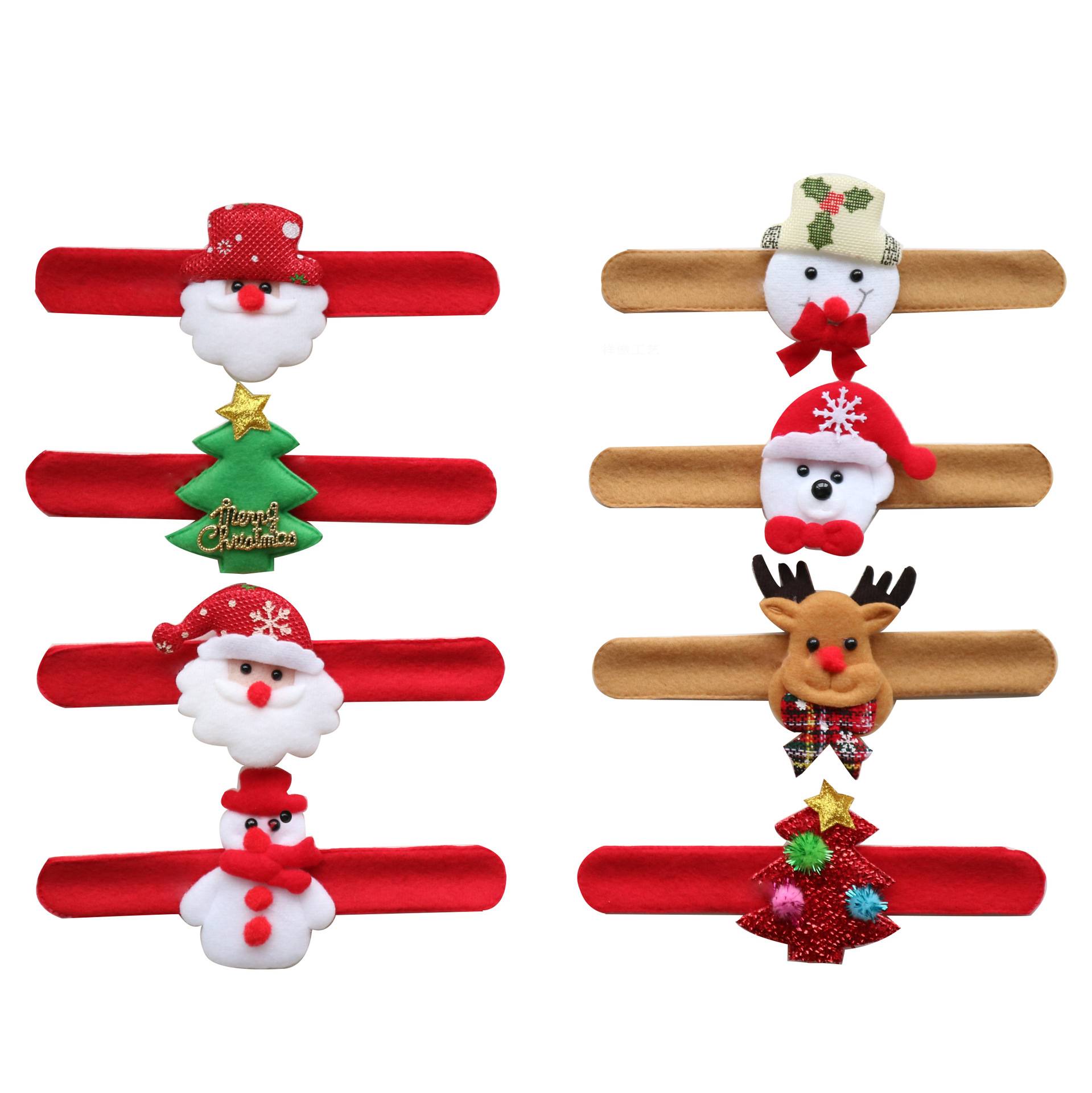 Eight assorted color Christmas party bracelets supplied in one pack