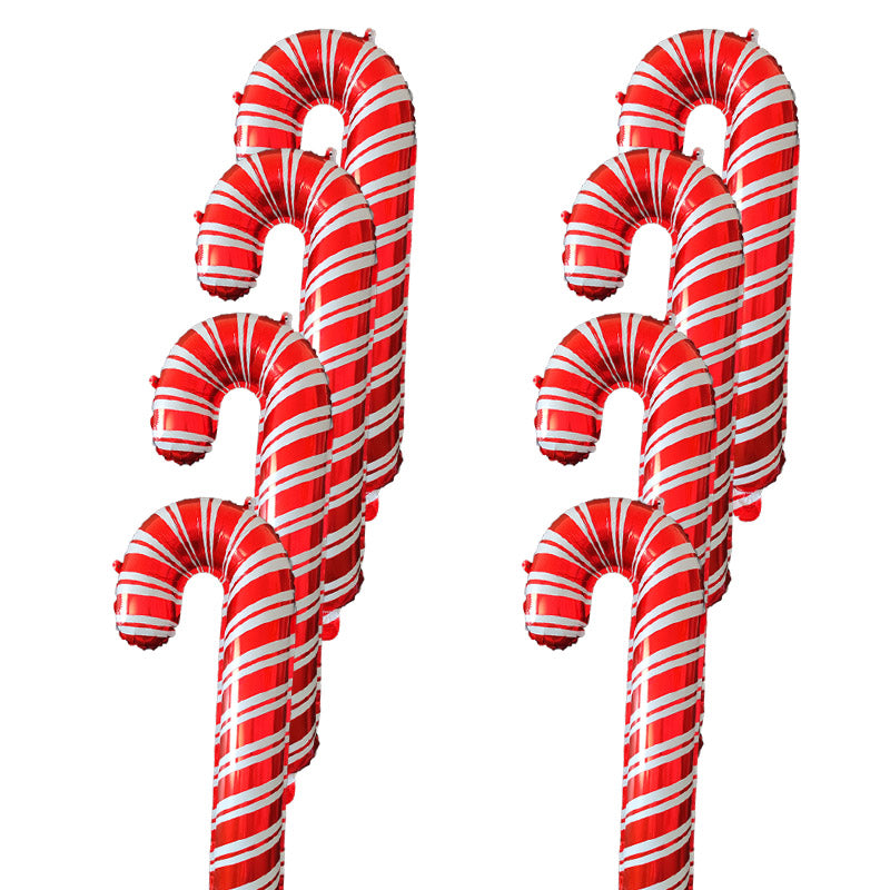 Christmas candy cane balloon measuring 32.7 by 15.7 inches