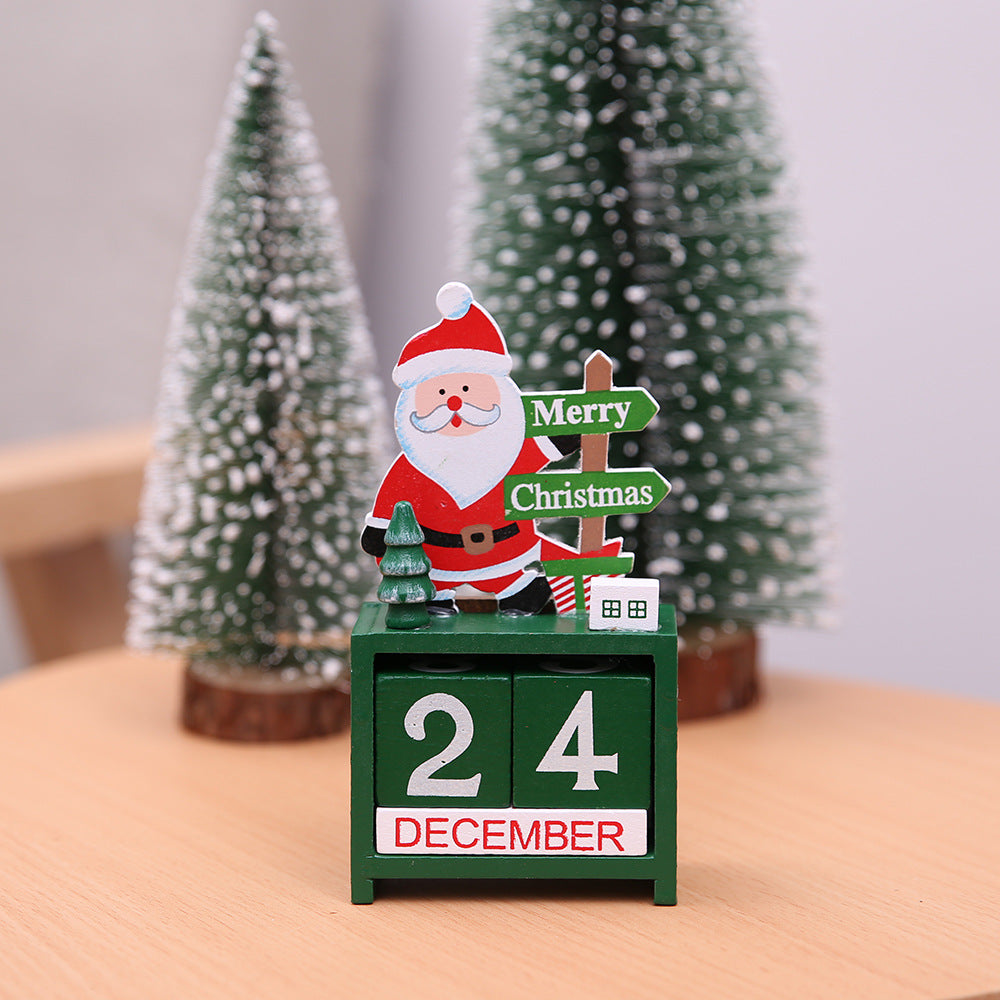 Snowman topped wooden Christmas calendar block, 5.5 inches tall