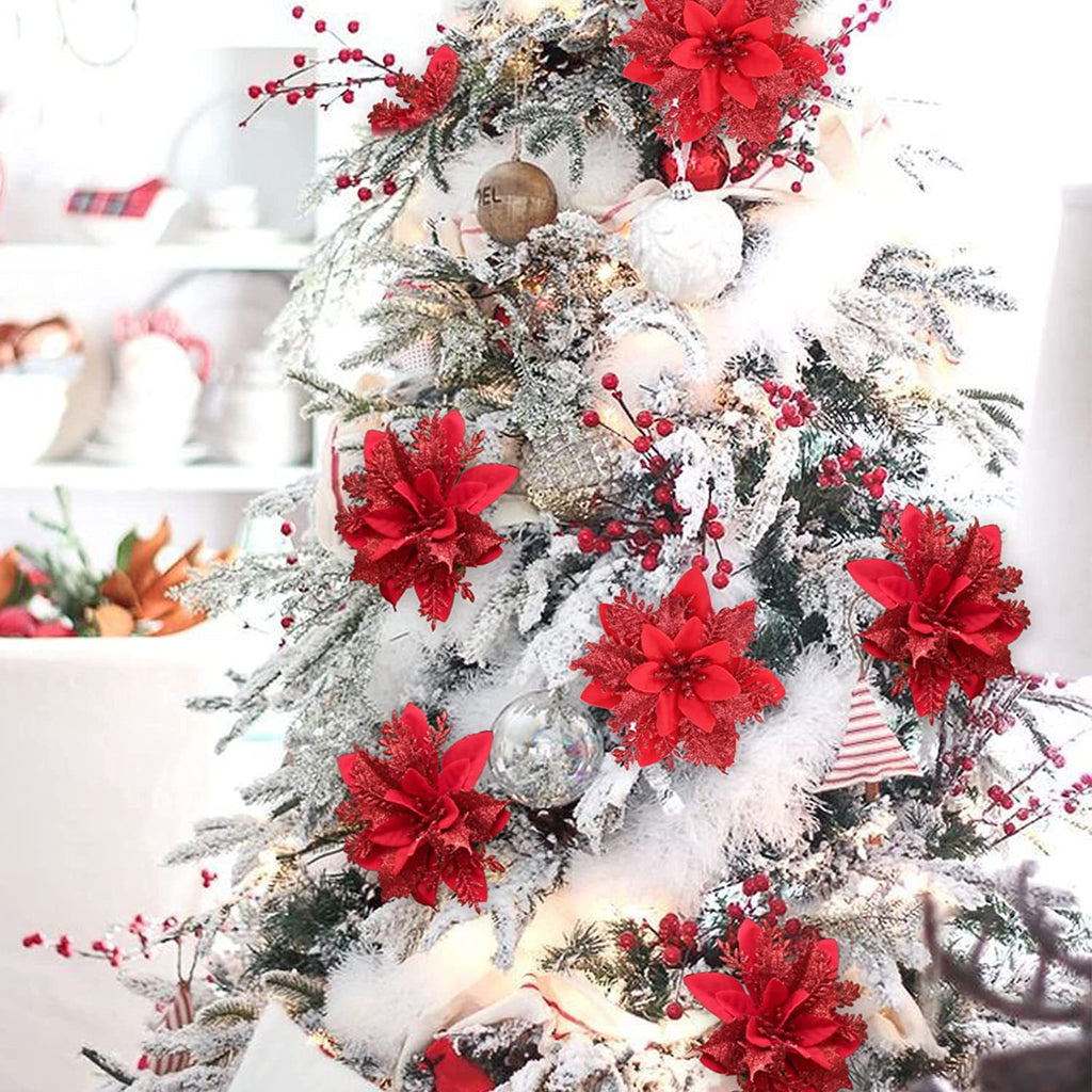 Gold double layer artificial Christmas flower pick, 5.5 inches across
