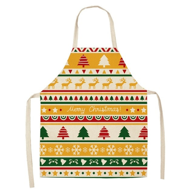 Festive printed kitchen apron in cotton linen, sold as one piece