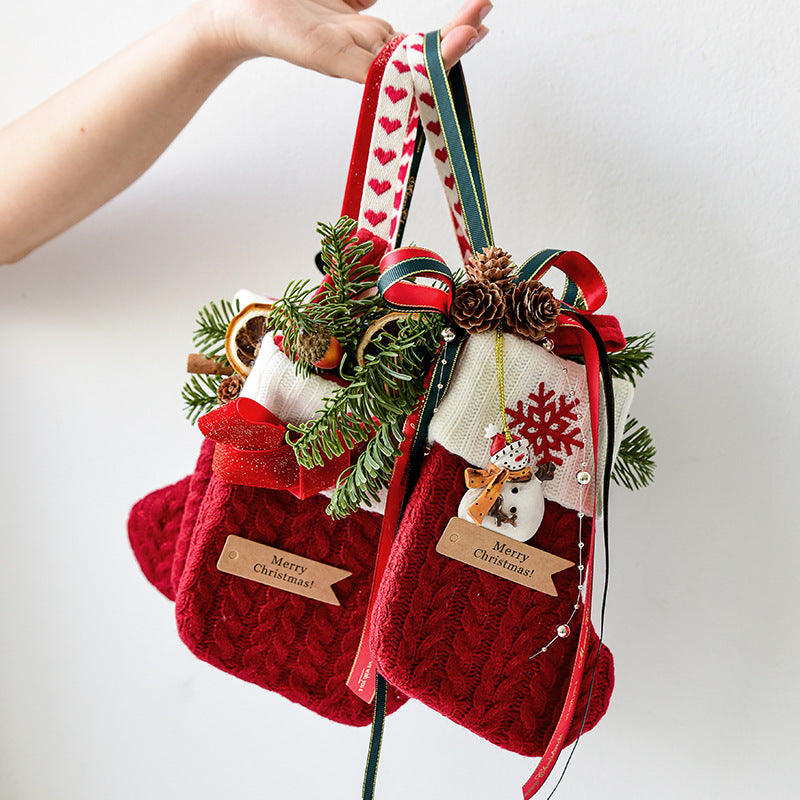 Red bell knitted Christmas stocking, about 2.2 ounces in weight