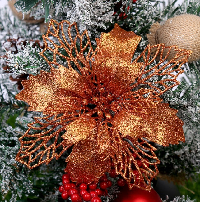 Copper colored mini Christmas wreath with a glitter coating