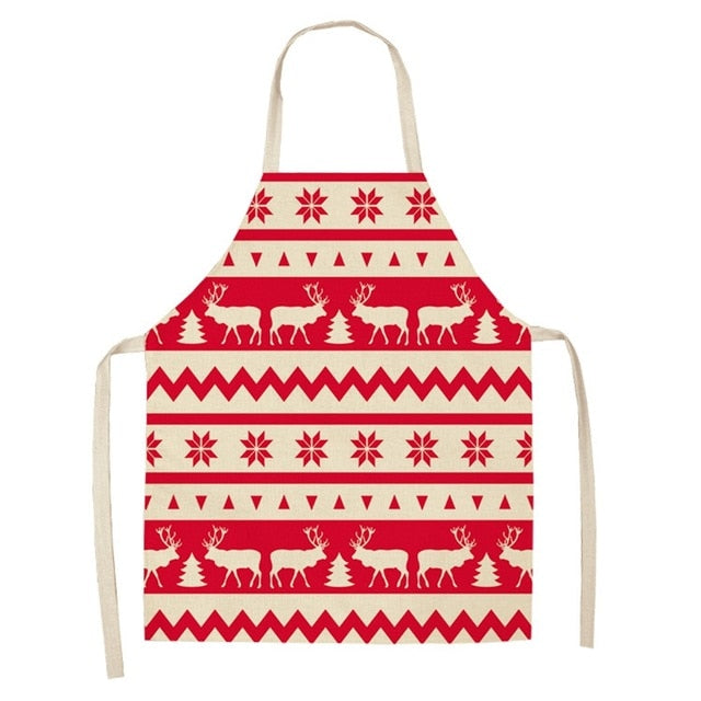 Printed Christmas apron in cotton linen, one of seventeen styles