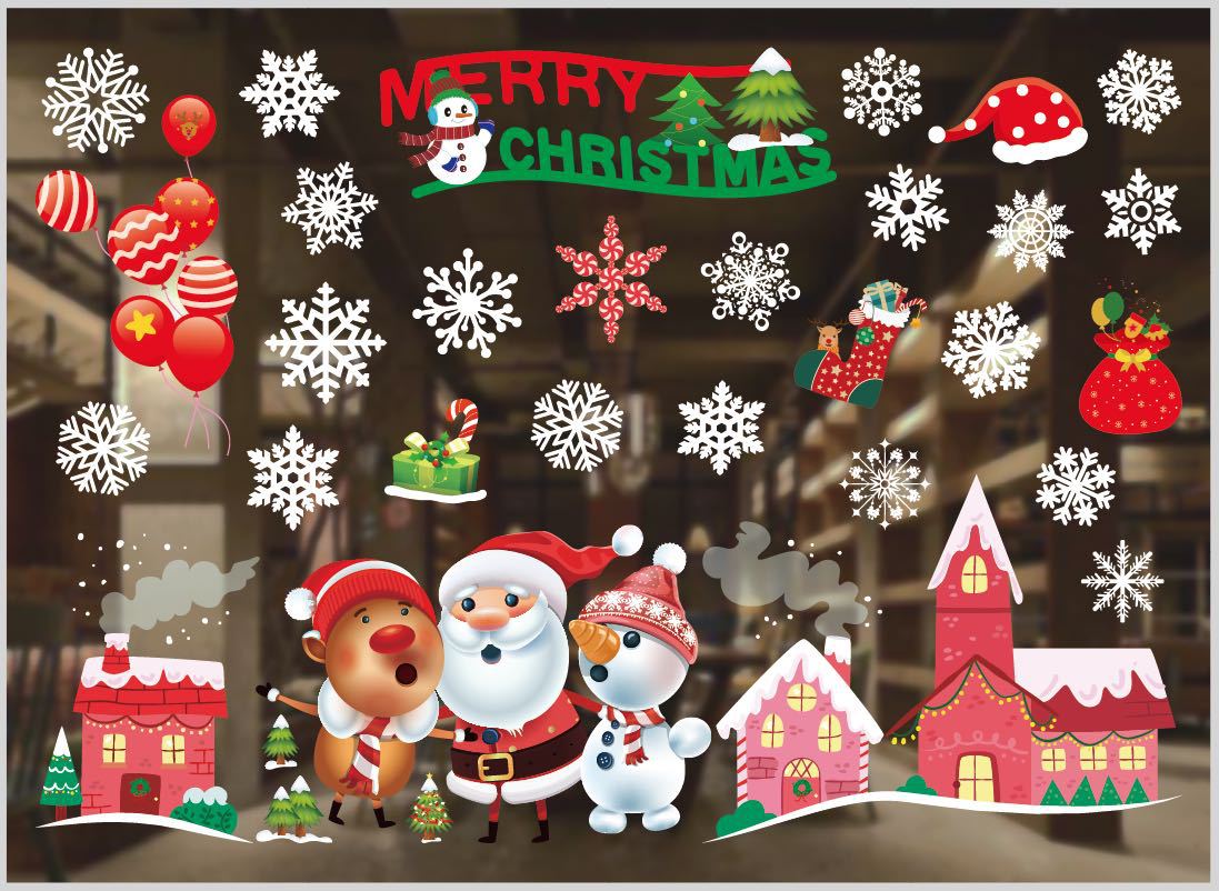 Christmas window sticker roll packed 1.6 inches thick for shipping