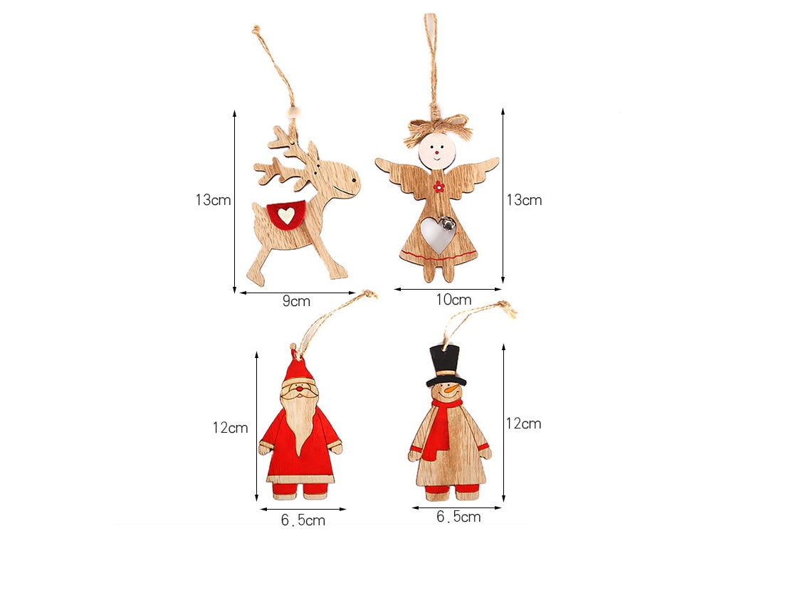 Three wooden Christmas pendants offered: Santa Claus, snowman and angel