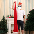 Pom finishing the far tip of the long Christmas Santa hat