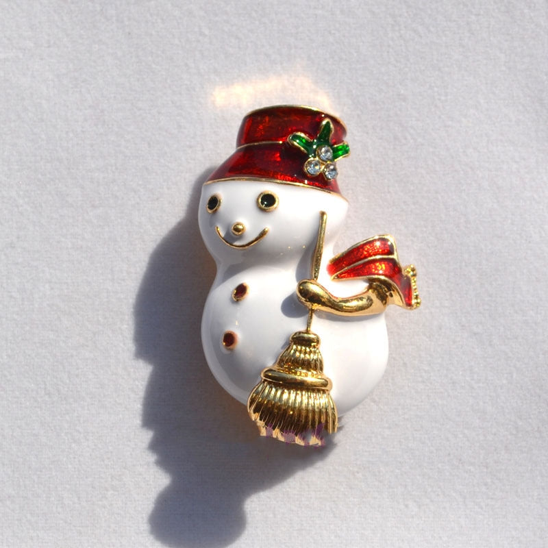 Santa hat Christmas brooch pin finished in red painted alloy
