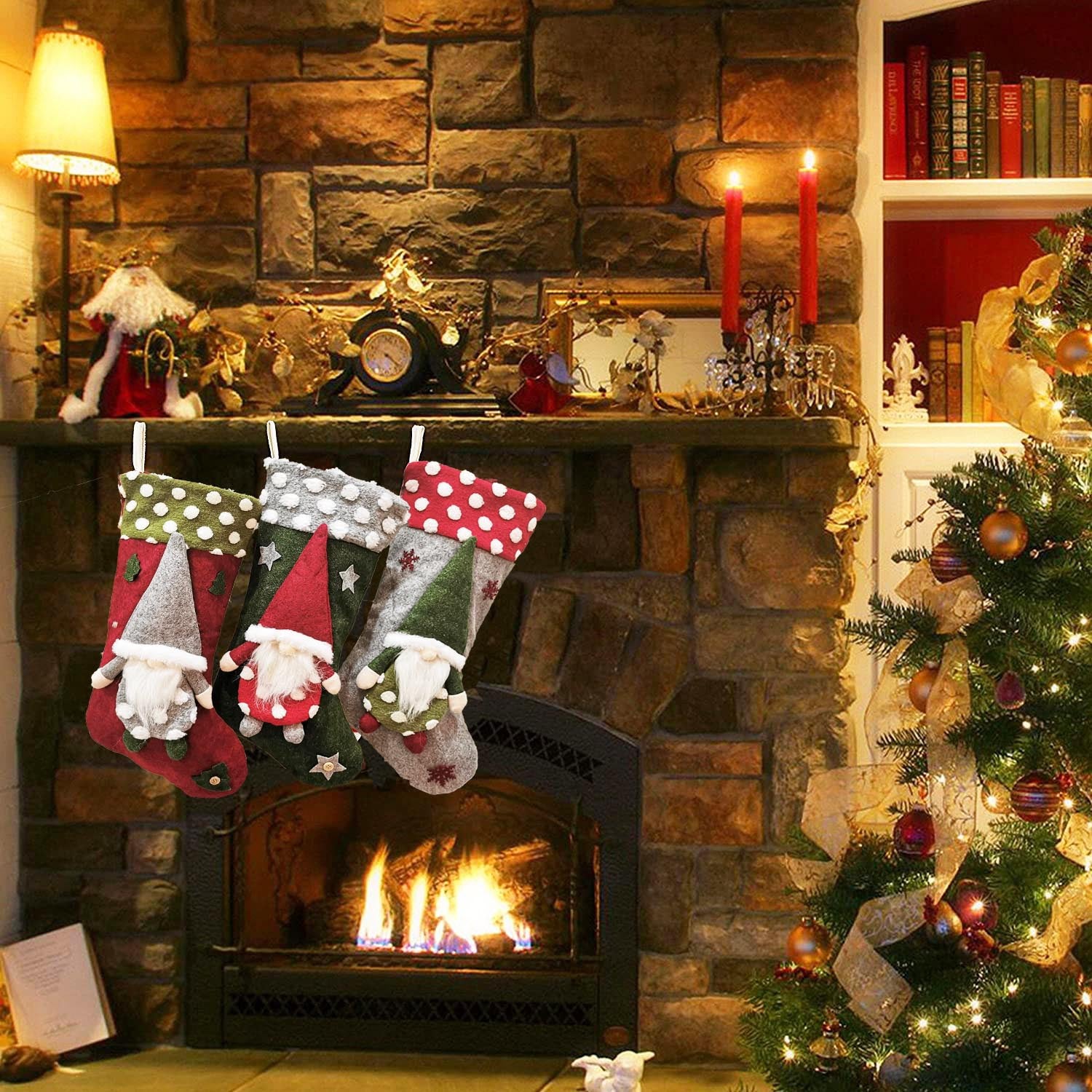 Third design of this hand finished polyester Christmas stocking