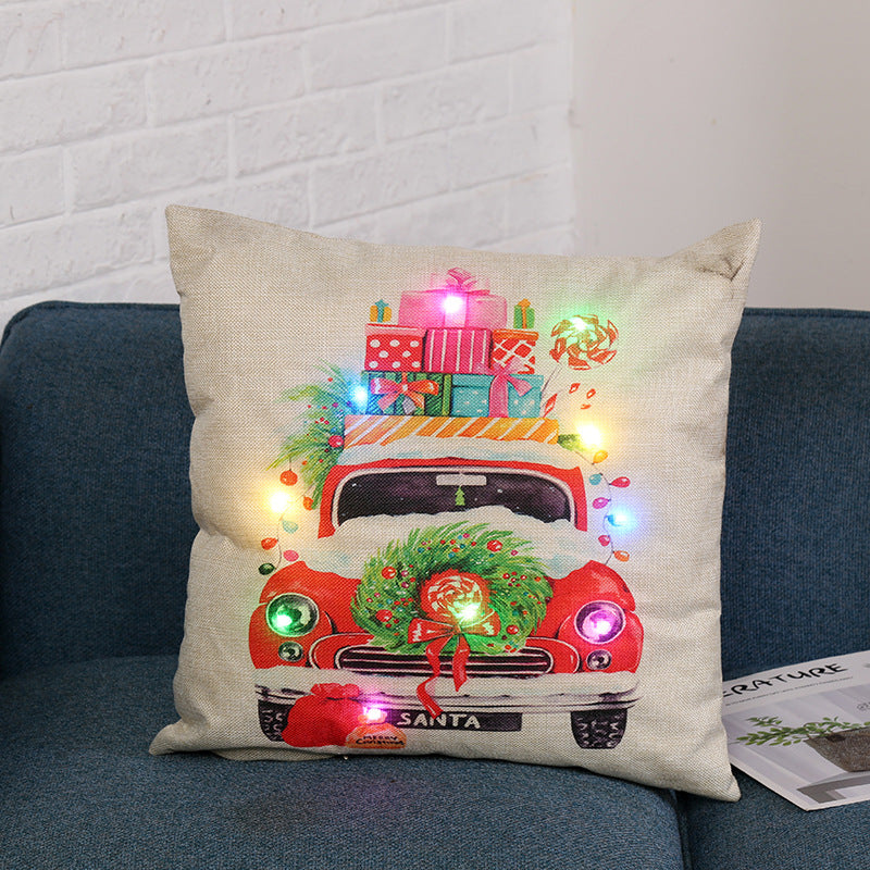 Fourth festive print option in the linen Christmas cushion cover range