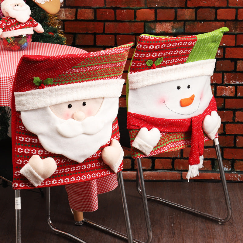 Red Santa Claus Christmas chair back cover in soft holiday fabric