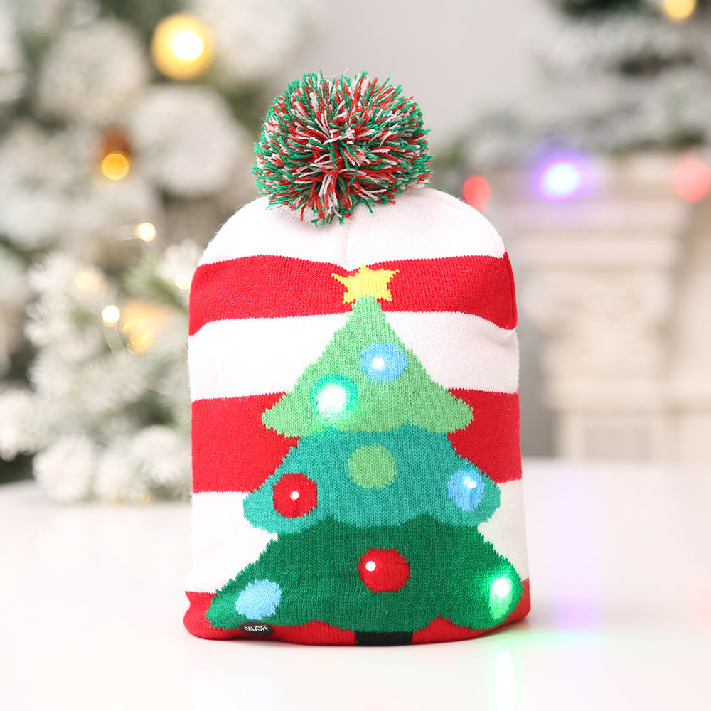 Style C light up knitted Christmas hat from the seven lettered styles