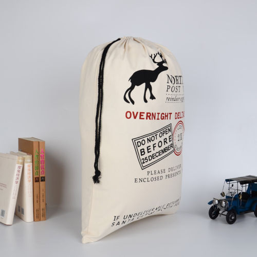Printed artwork on a large 19.7 by 27.6 inch Christmas gift bag