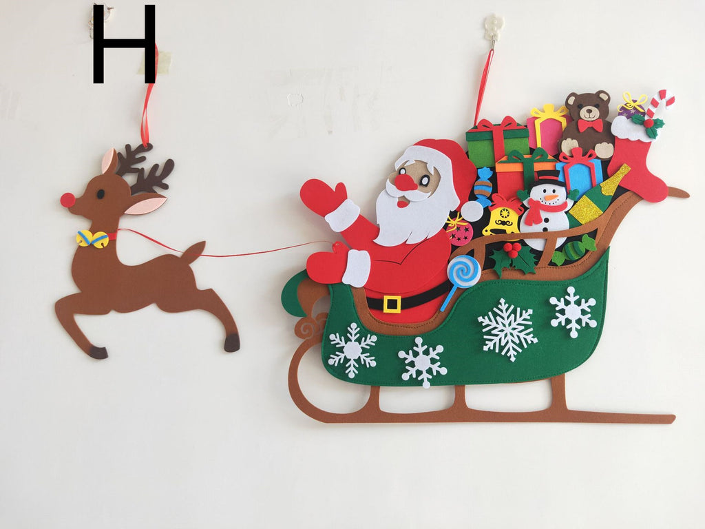 Hanging cord stitched across the top edge of the felt tree