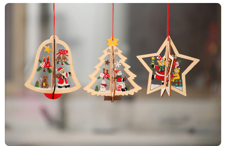 Wooden bear Christmas ornament laser cut from natural wood
