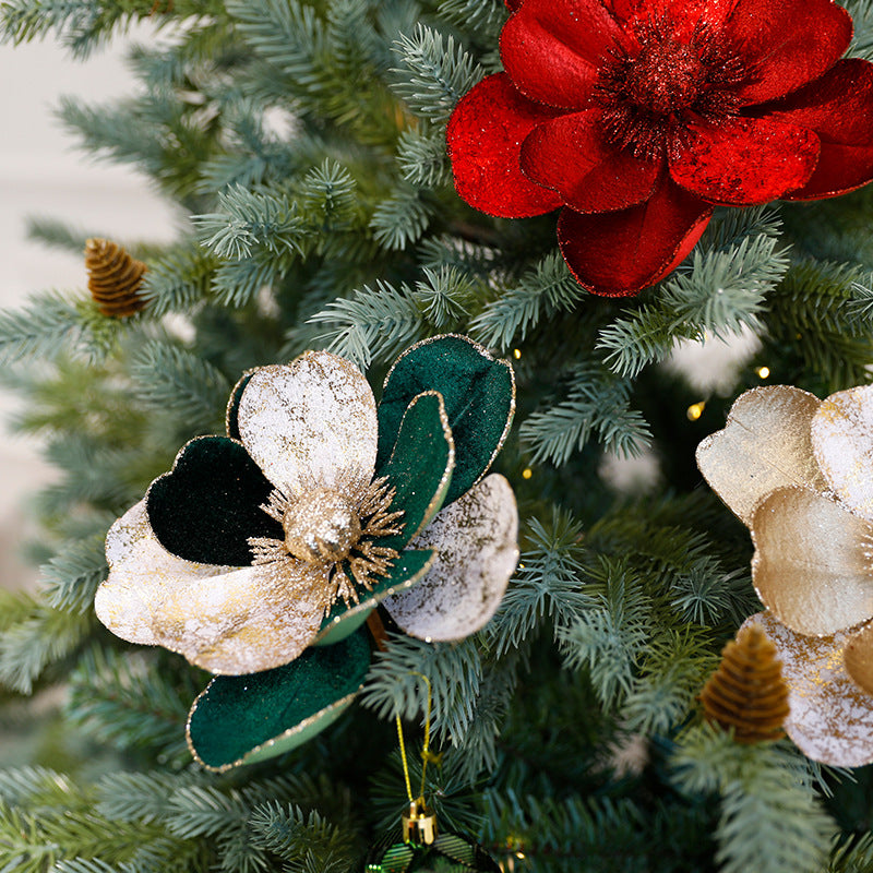 Champagne gold flower Christmas decoration, one of three color ways