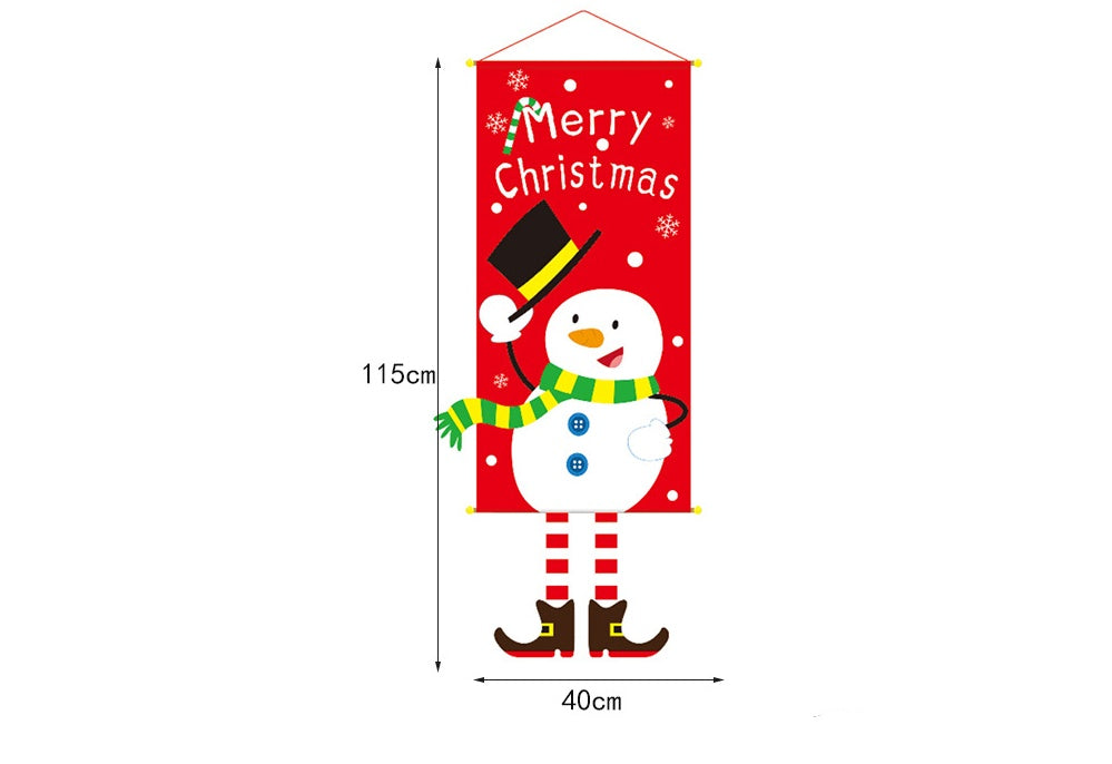 Green cloth Christmas banner, one of six plain color versions