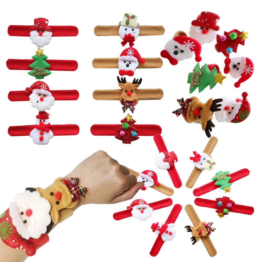 Nonwoven fabric Christmas bracelet with a sewn cartoon holiday motif