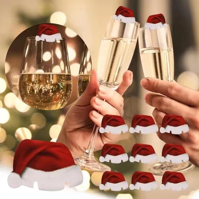 Paper Santa hat wine glass card from a pack of ten