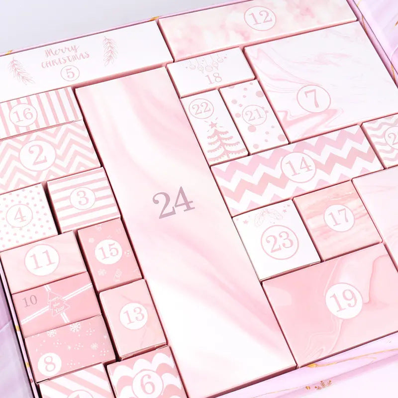 Advent calendar box with numbered compartments supplied empty to fill