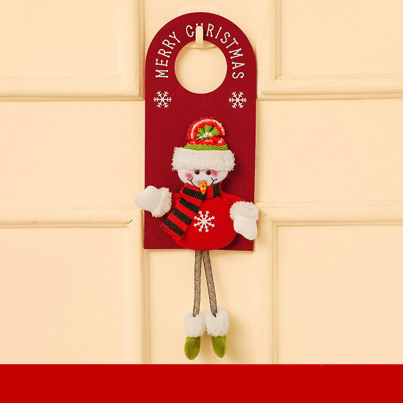 Felt layers and stitching across the Christmas door decoration