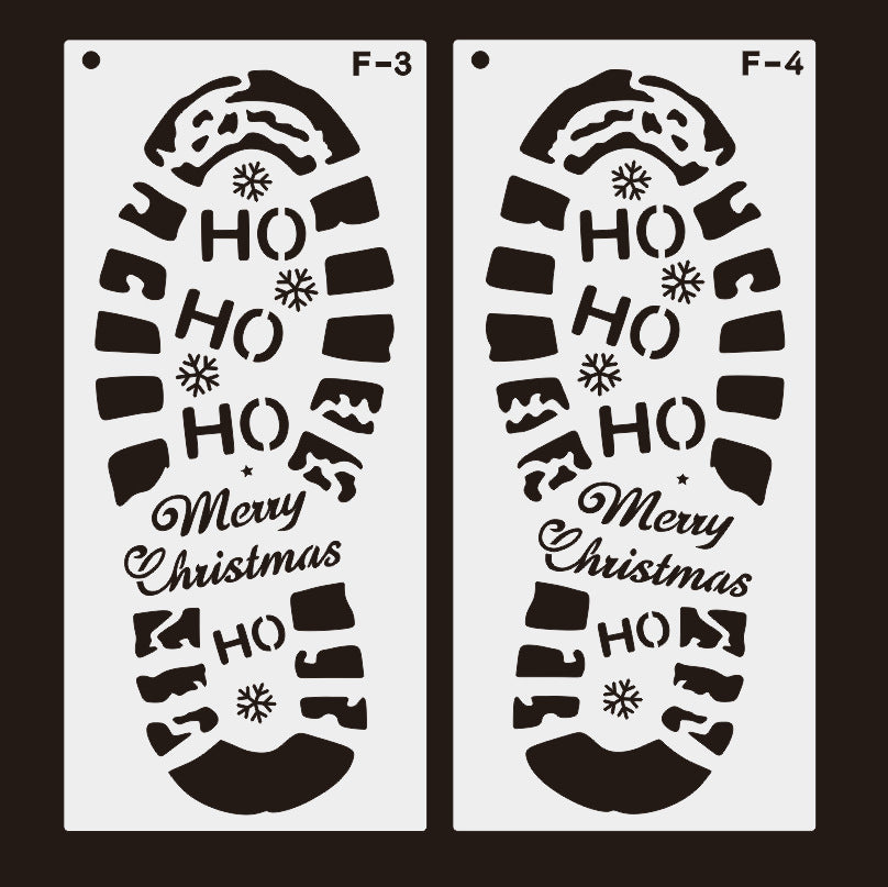 Rigid plastic Christmas footprint templates that lie flat and wipe clean