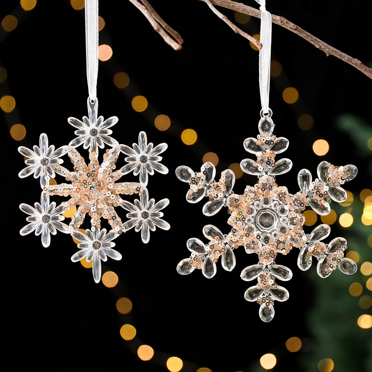 Sun garland acrylic Christmas pendant with a clear sequin surface