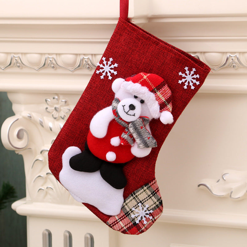 Deer design Christmas hanging sock for a small gift