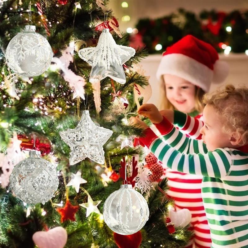 Clear plastic Christmas ball ornament filled with sequins