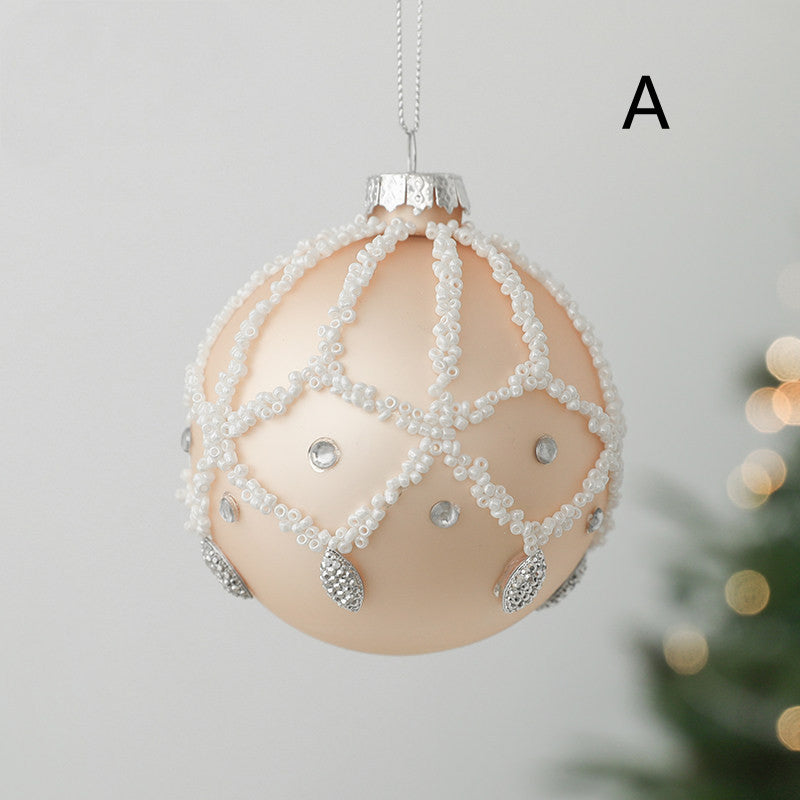 White glass Christmas bauble in the onion head shape