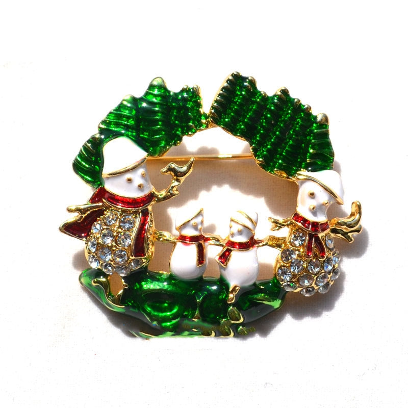 Christmas tree brooch pin in painted alloy, first of four tree designs