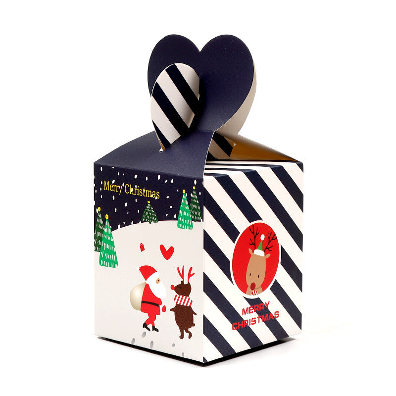Santa and Reindeer print Christmas gift box in white cardboard
