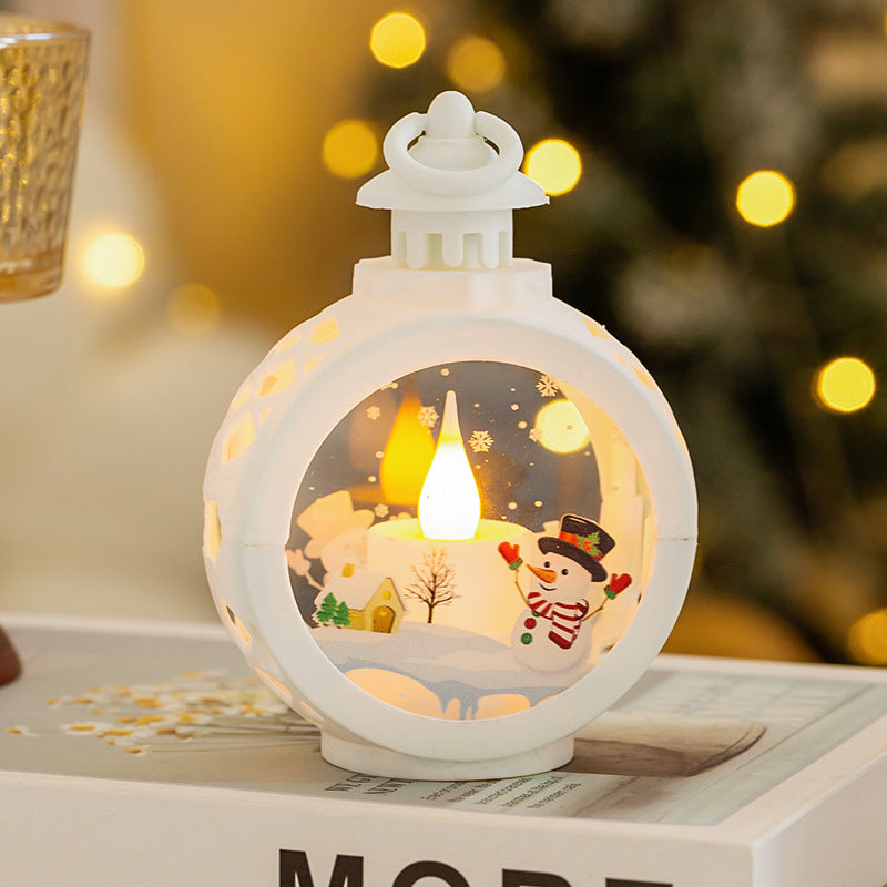 Triangular white Christmas lamp with a reindeer figure