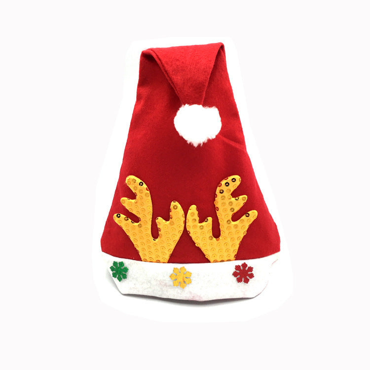 Stand-up antlers on the non-woven reindeer Christmas hat