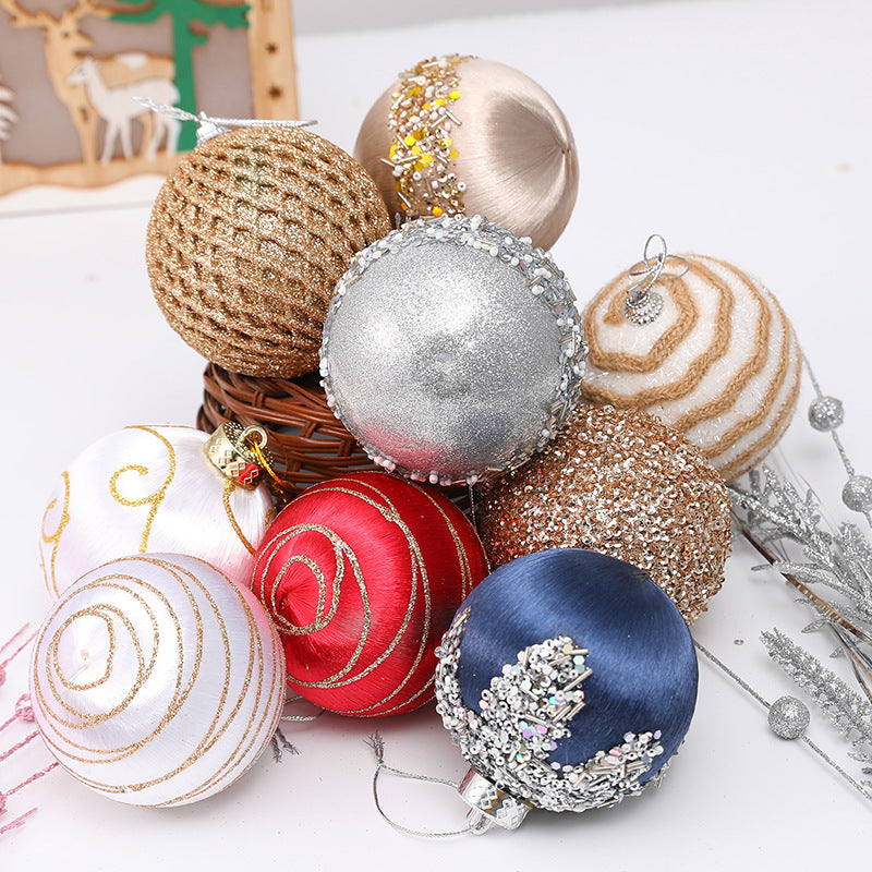 Blue 3.1 inch foam Christmas baubles with a soft wrapped surface