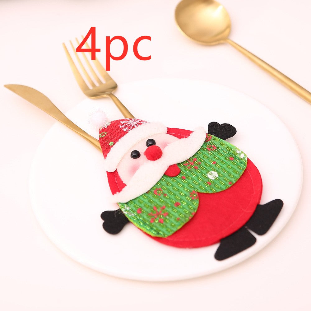 Christmas cutlery pocket in a printed holiday fabric, sixteen styles offered