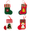 Mini Christmas stocking charms in non woven fabric, four per pack