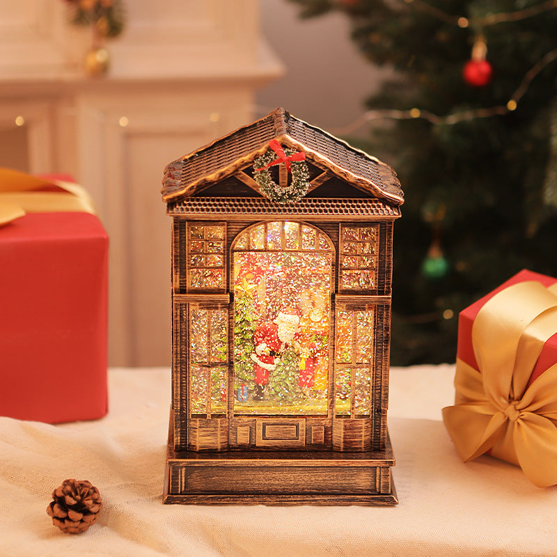 Resin figures set inside the clear crystal music box body