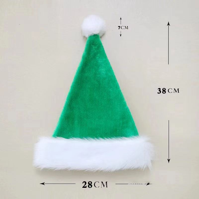 Adult and children's plush Christmas hats offered in the same design