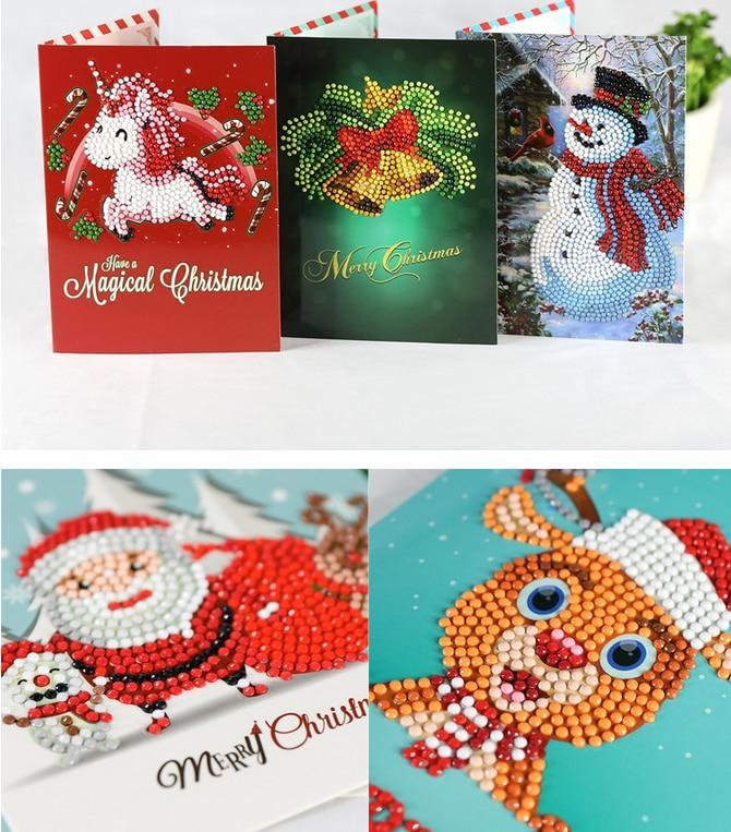 Diamond painting Christmas card from a range of eight numbered designs